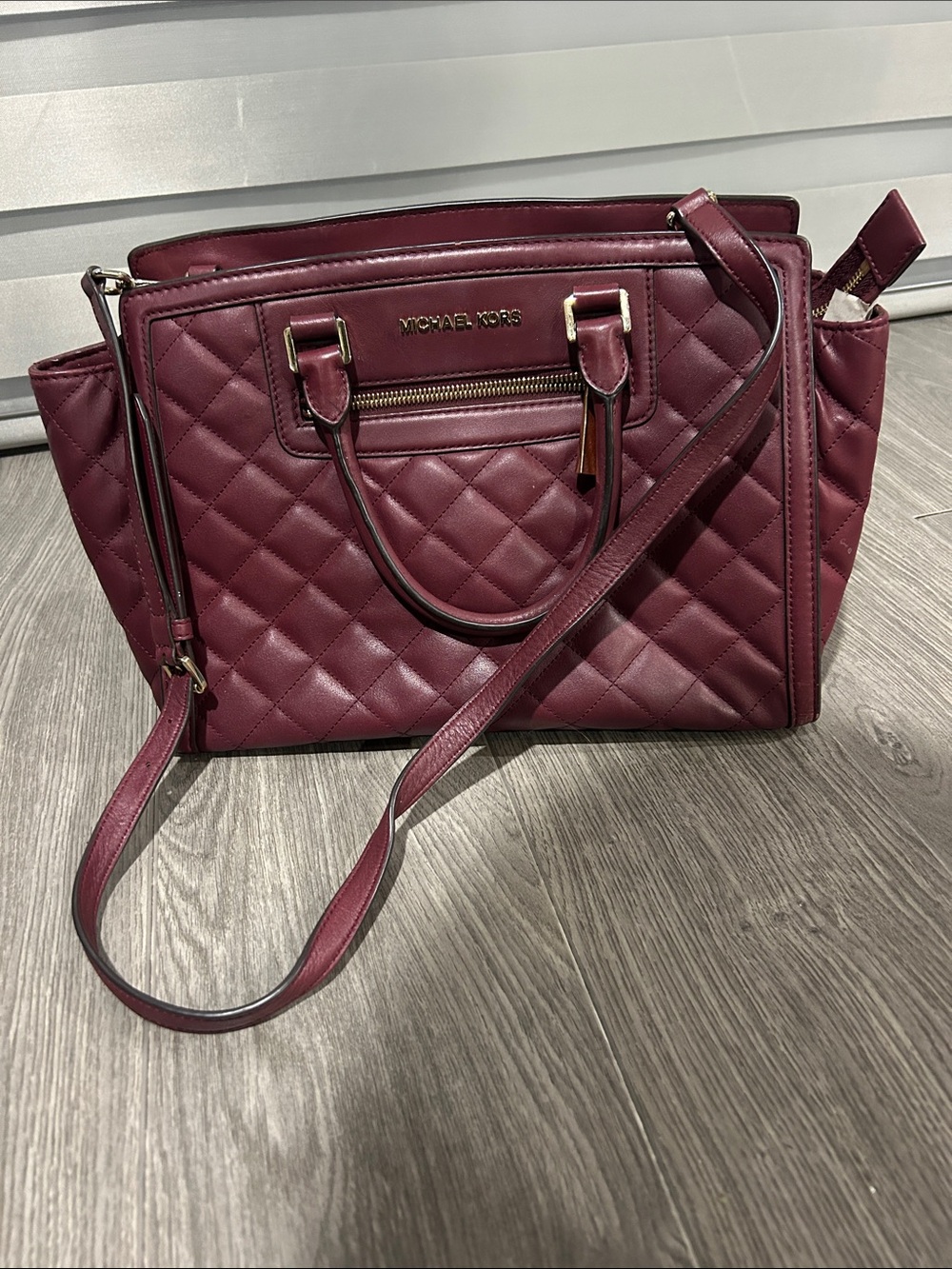 Michael Kors Quilted Satchel in Wine